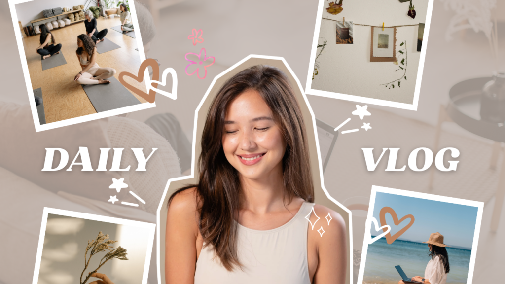 Brown and White Illustrative Daily Vlog Youtube Thumbnail